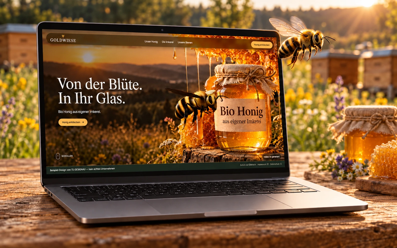 Imkerei-Demo GOLDWIESE auf einem Laptop