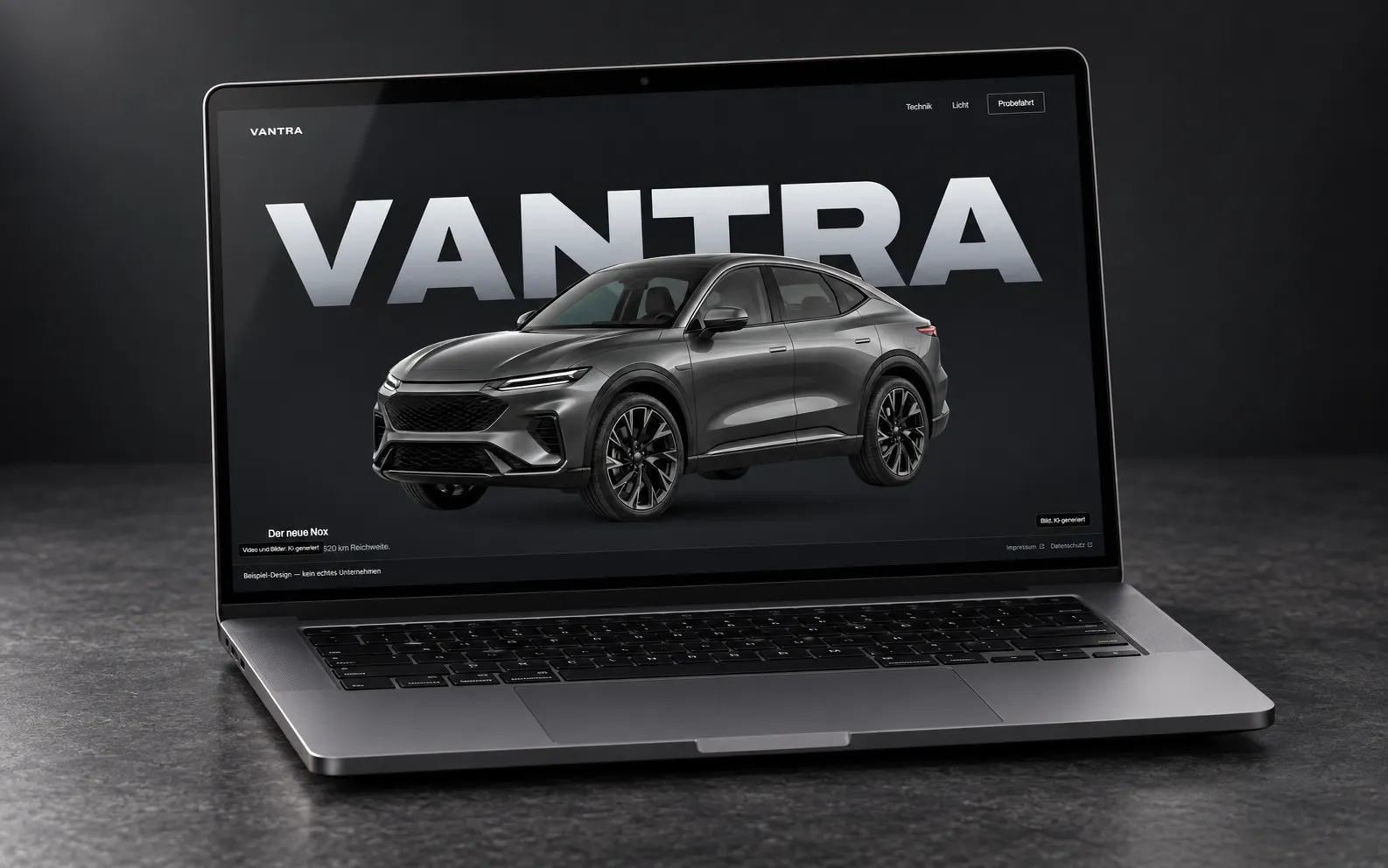 Automotive-Demo VANTRA auf einem Laptop
